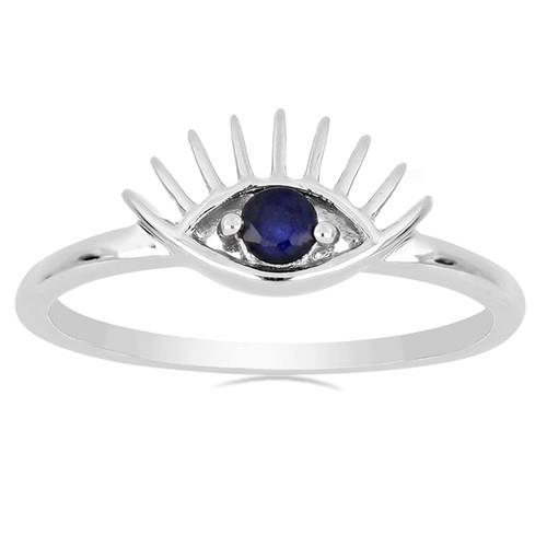 BUY 925 STERLING SILVER REAL BLUE SAPPHIRE SINGLE STONE RING